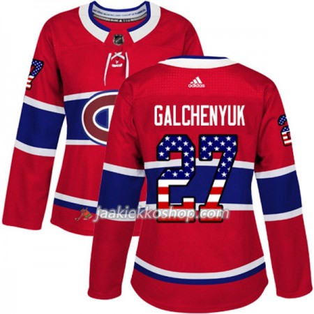 Nainen NHL Montreal Canadiens Pelipaita Alex Galchenyuk 27 Adidas 2017-2018 Punainen USA Flag Fashion Authentic